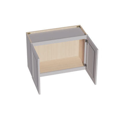 HA - W3021: Ash Gray Shaker 30"W x 21"H 2 Doors Standard Wall Bridge Cabinet - NextCabinets
