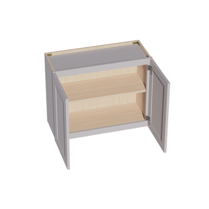 HA - W3024: Ash Gray Shaker 30"W x 24"H 2 Doors Standard Wall Bridge Cabinet - NextCabinets