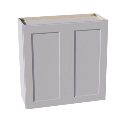 HA - W3030: Ash Gray Shaker 30"W x 30"H 2 Doors & 2 Shelves Standard Wall Cabinet - NextCabinets