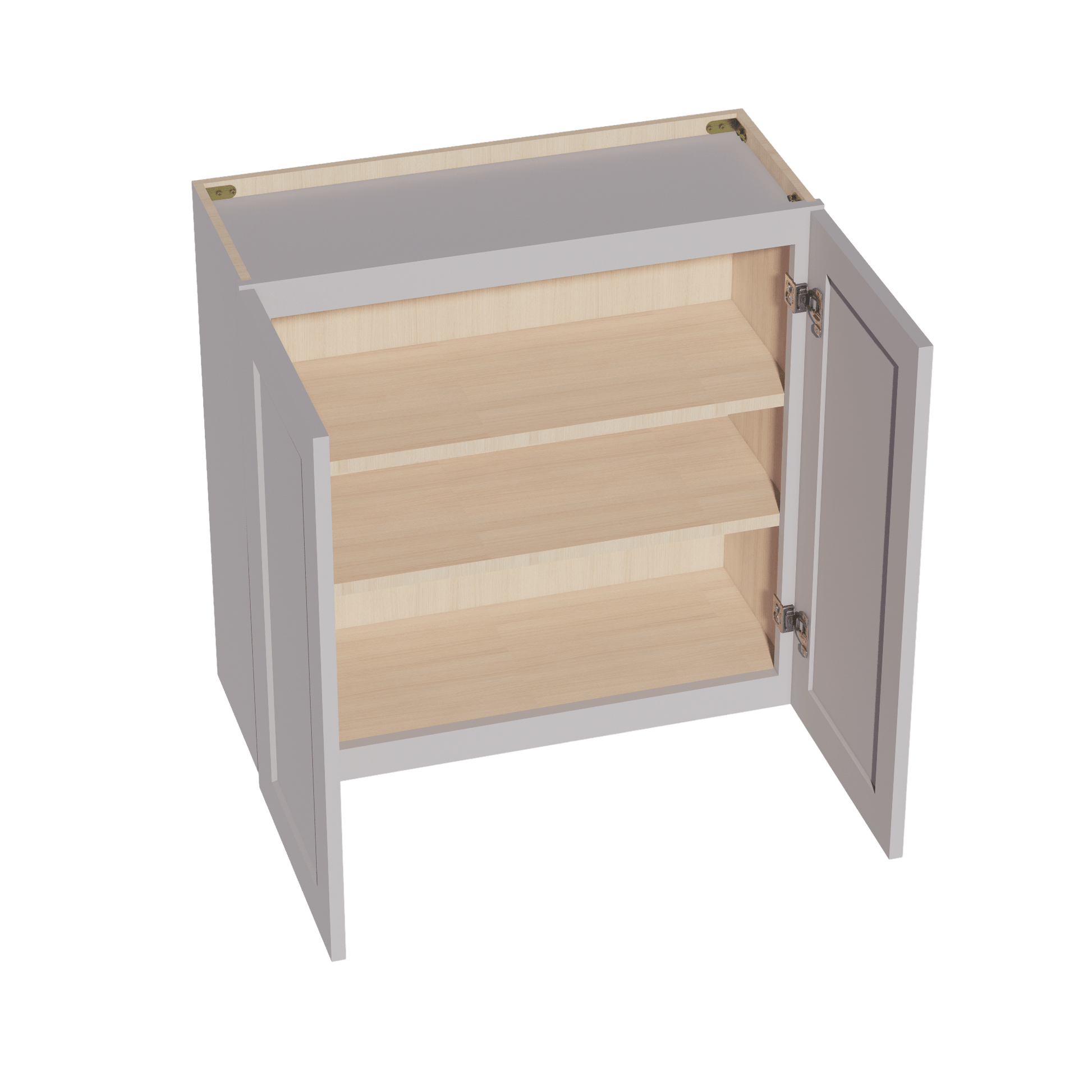HA - W3030: Ash Gray Shaker 30"W x 30"H 2 Doors & 2 Shelves Standard Wall Cabinet - NextCabinets