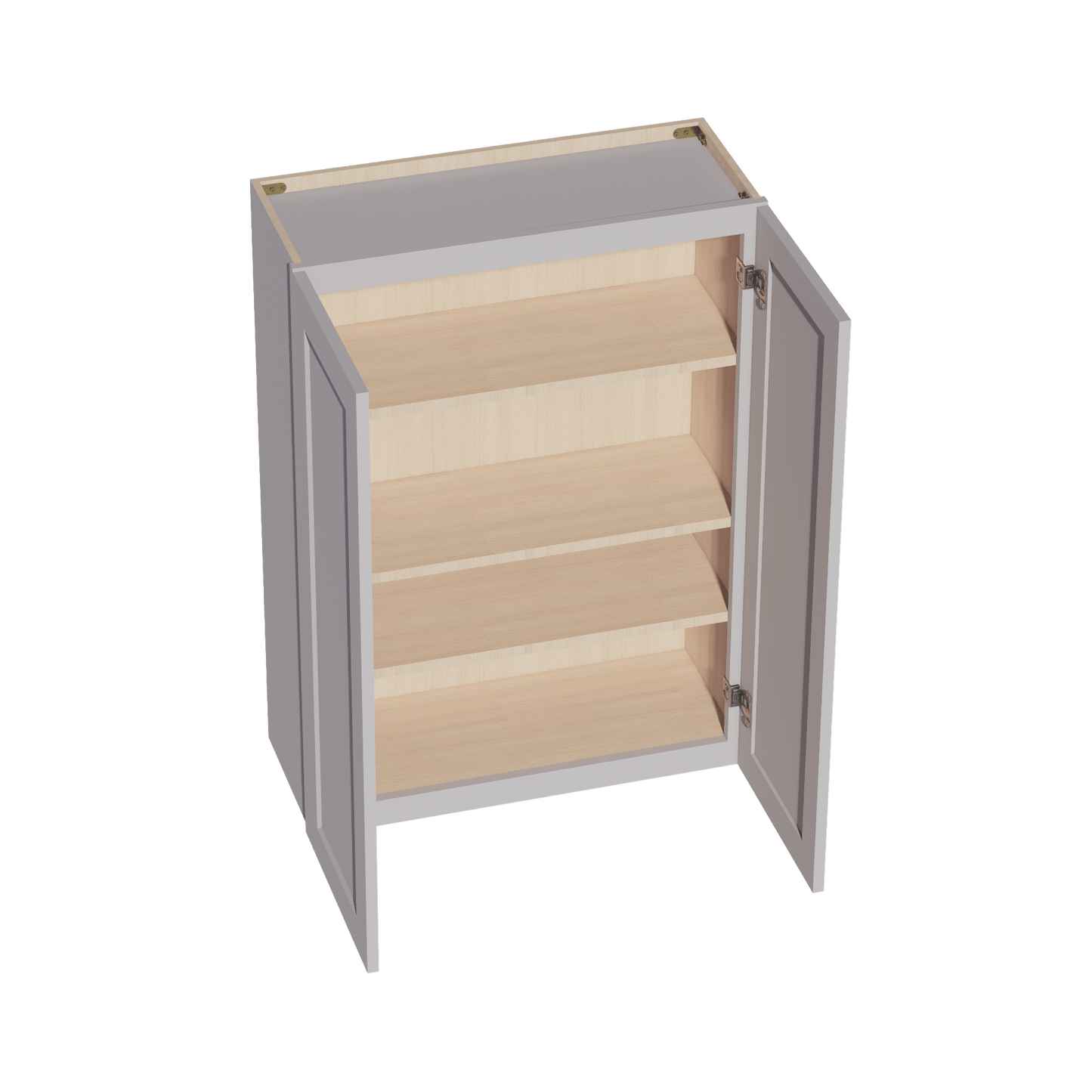 HA - W3042: Ash Gray Shaker 30"W x 42"H 2 Doors & 3 Shelves Standard Wall Cabinet - NextCabinets
