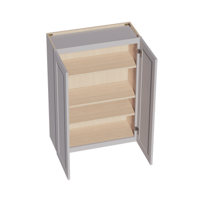 HA - W3042: Ash Gray Shaker 30"W x 42"H 2 Doors & 3 Shelves Standard Wall Cabinet - NextCabinets