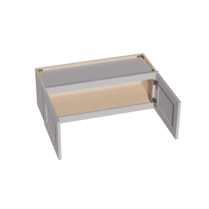 HA - W3312: Ash Gray Shaker 33"W x 12"H 2 Doors Standard Wall Bridge Cabinet - NextCabinets