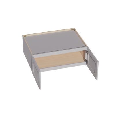 HA - W331224: Ash Gray Shaker 33"W x 12"H x 24"D 2 Doors Standard Bridge Wall Cabinet - NextCabinets