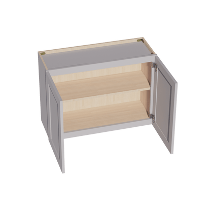 HA - W3324: Ash Gray Shaker 33"W x 24"H 2 Doors Standard Wall Bridge Cabinet - NextCabinets