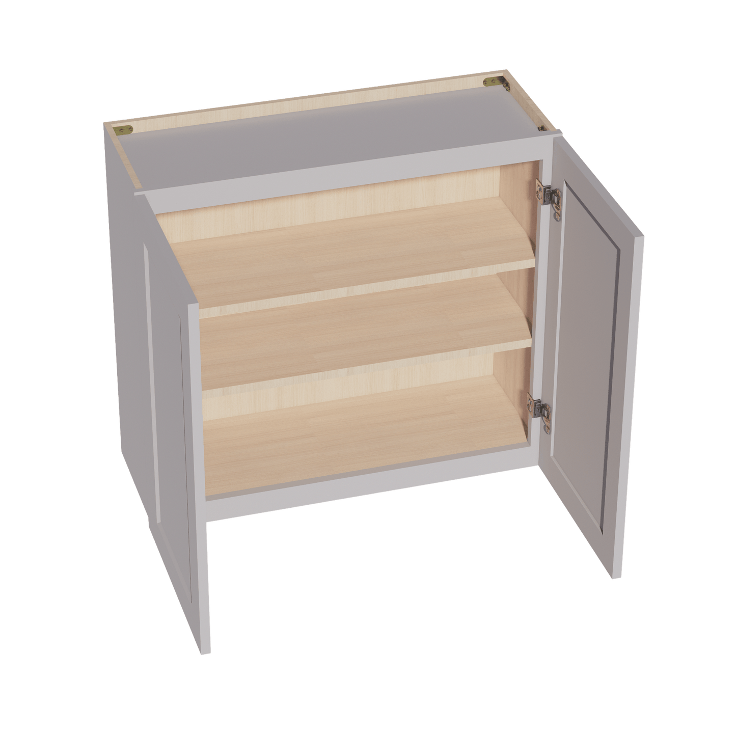 HA - W3330: Ash Gray Shaker 33"W x 30"H 2 Doors & 2 Shelves Standard Wall Cabinet - NextCabinets