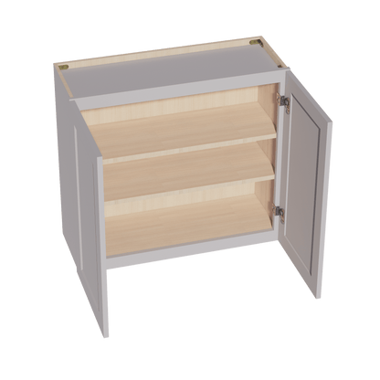 HA - W3330: Ash Gray Shaker 33"W x 30"H 2 Doors & 2 Shelves Standard Wall Cabinet - NextCabinets