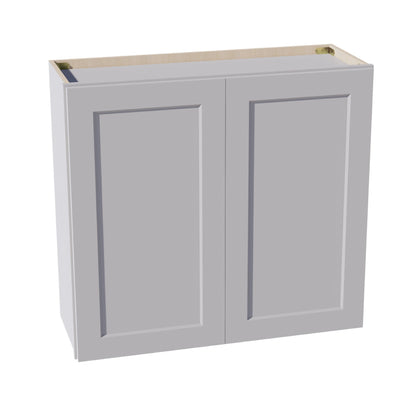 HA - W3330: Ash Gray Shaker 33"W x 30"H 2 Doors & 2 Shelves Standard Wall Cabinet - NextCabinets