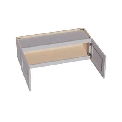 HA - W3612: Ash Gray Shaker 36"W x 12"H 2 Doors Standard Wall Bridge Cabinet - NextCabinets