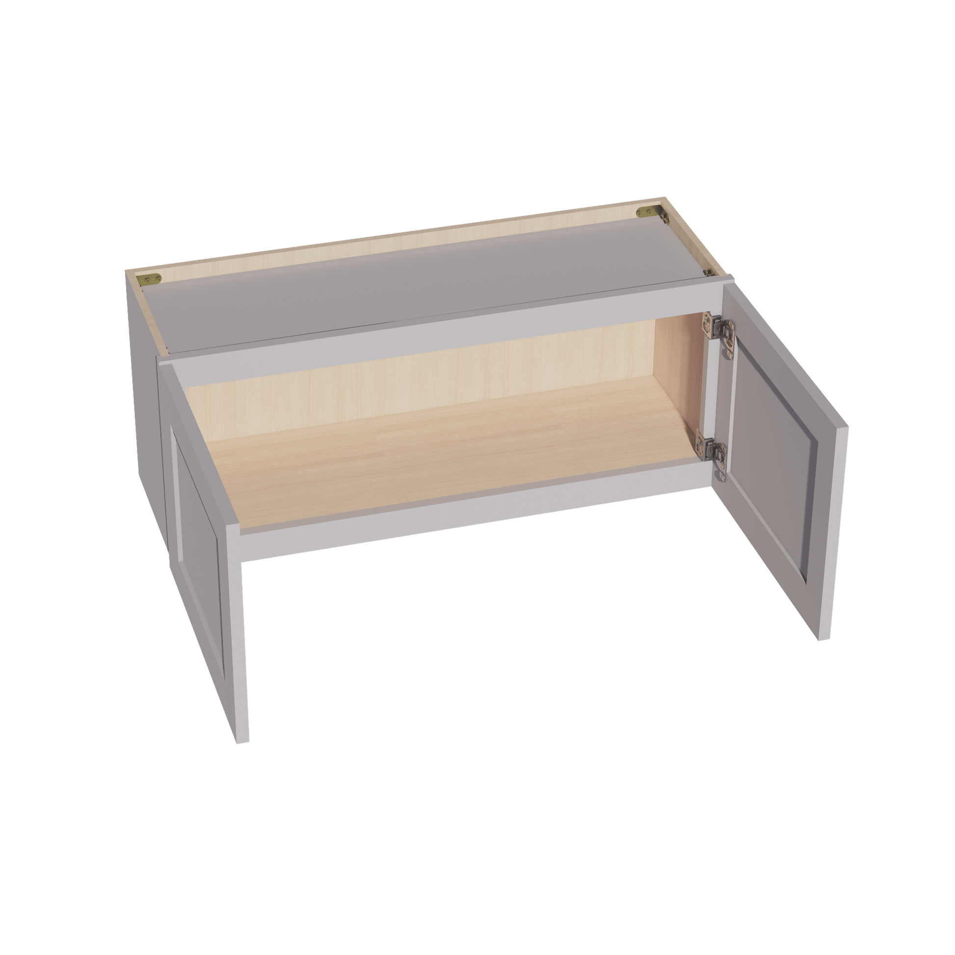 HA - W3615: Ash Gray Shaker 36"W x 15"H 2 Doors Standard Wall Bridge Cabinet - NextCabinets