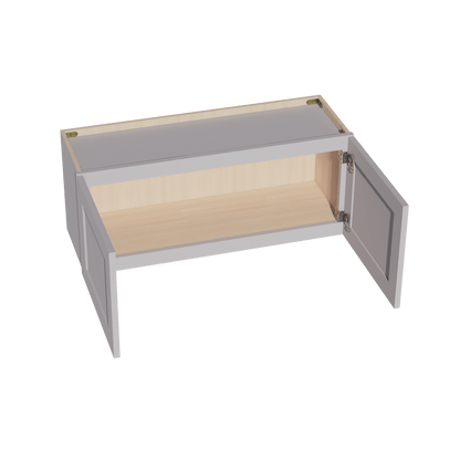 HA - W3615: Ash Gray Shaker 36"W x 15"H 2 Doors Standard Wall Bridge Cabinet - NextCabinets