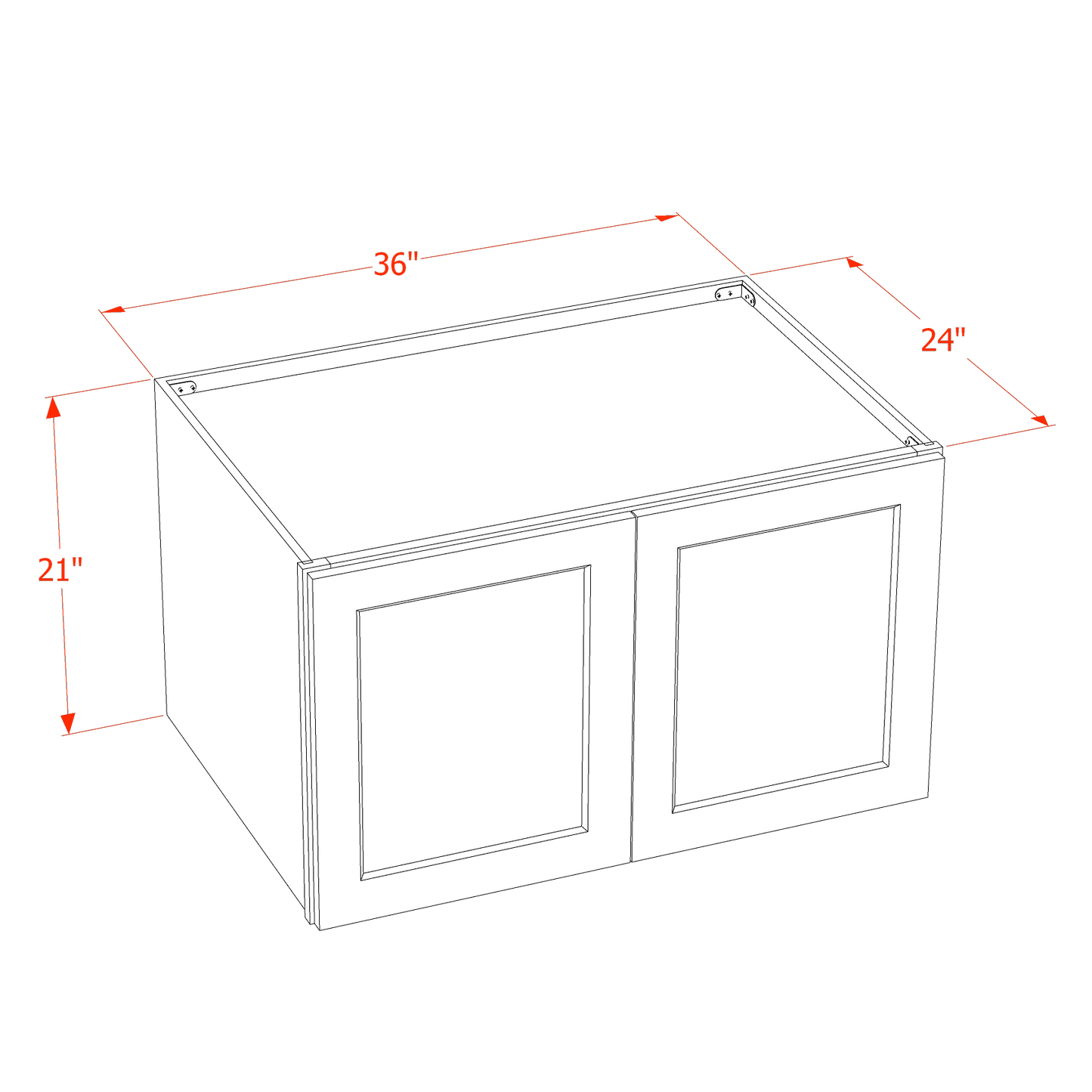 HA - W362124: Ash Gray Shaker 36"W x 21"H x 24"D 2 Doors & 1 Shelf Standard Bridge Wall Cabinet - NextCabinets