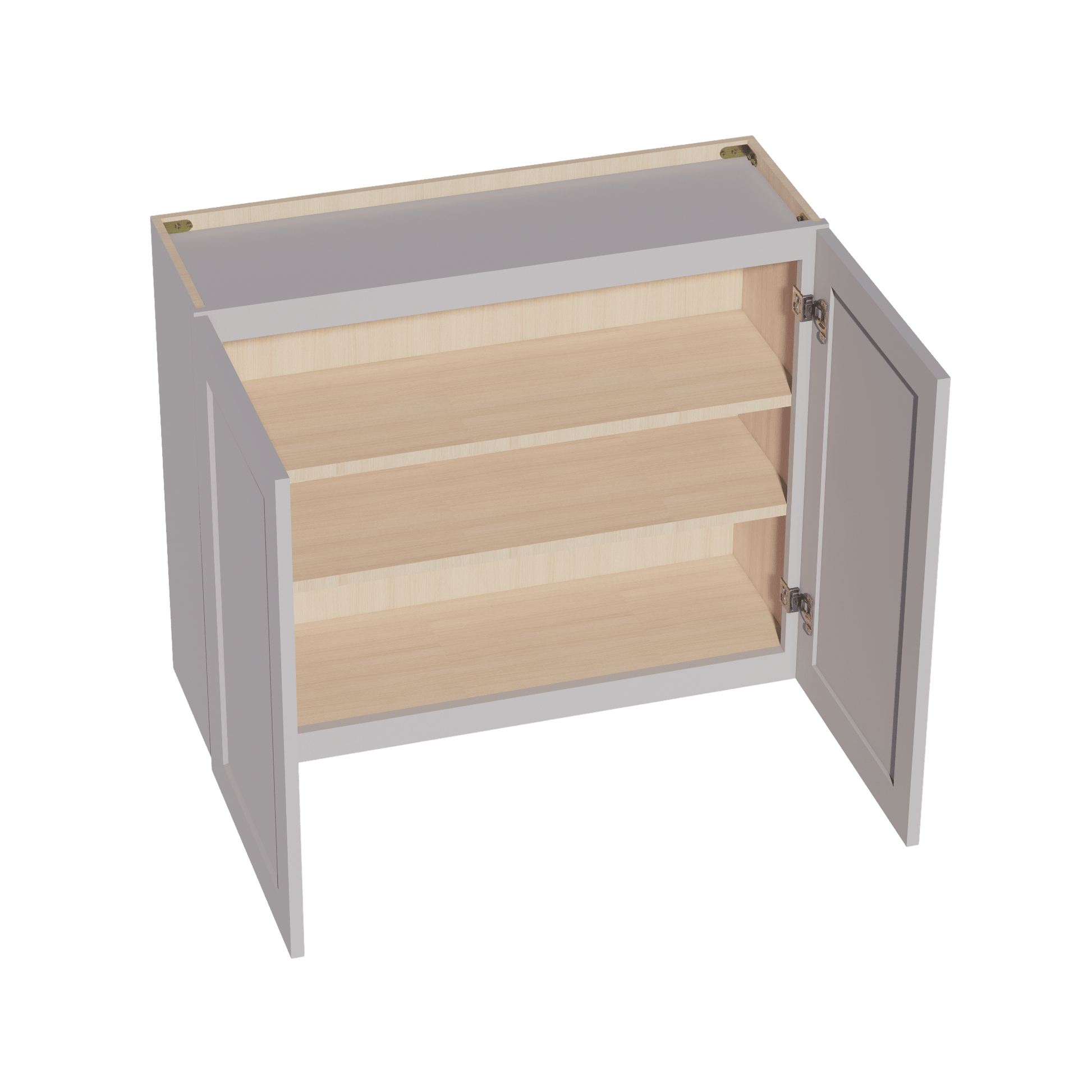 HA - W3630: Ash Gray Shaker 36"W x 30"H 2 Doors & 2 Shelves Standard Wall Cabinet - NextCabinets