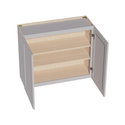HA - W3630: Ash Gray Shaker 36"W x 30"H 2 Doors & 2 Shelves Standard Wall Cabinet - NextCabinets