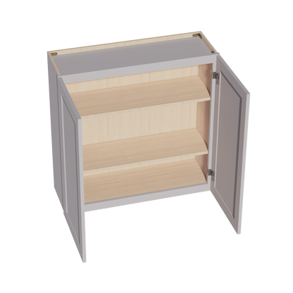 HA - W3636: Ash Gray Shaker 36"W x 36"H 2 Doors & 2 Shelves Standard Wall Cabinet - NextCabinets