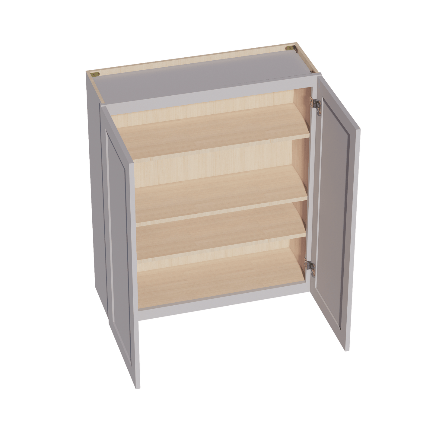 HA - W3642: Ash Gray Shaker 36"W x 42"H 2 Doors & 3 Shelves Standard Wall Cabinet - NextCabinets