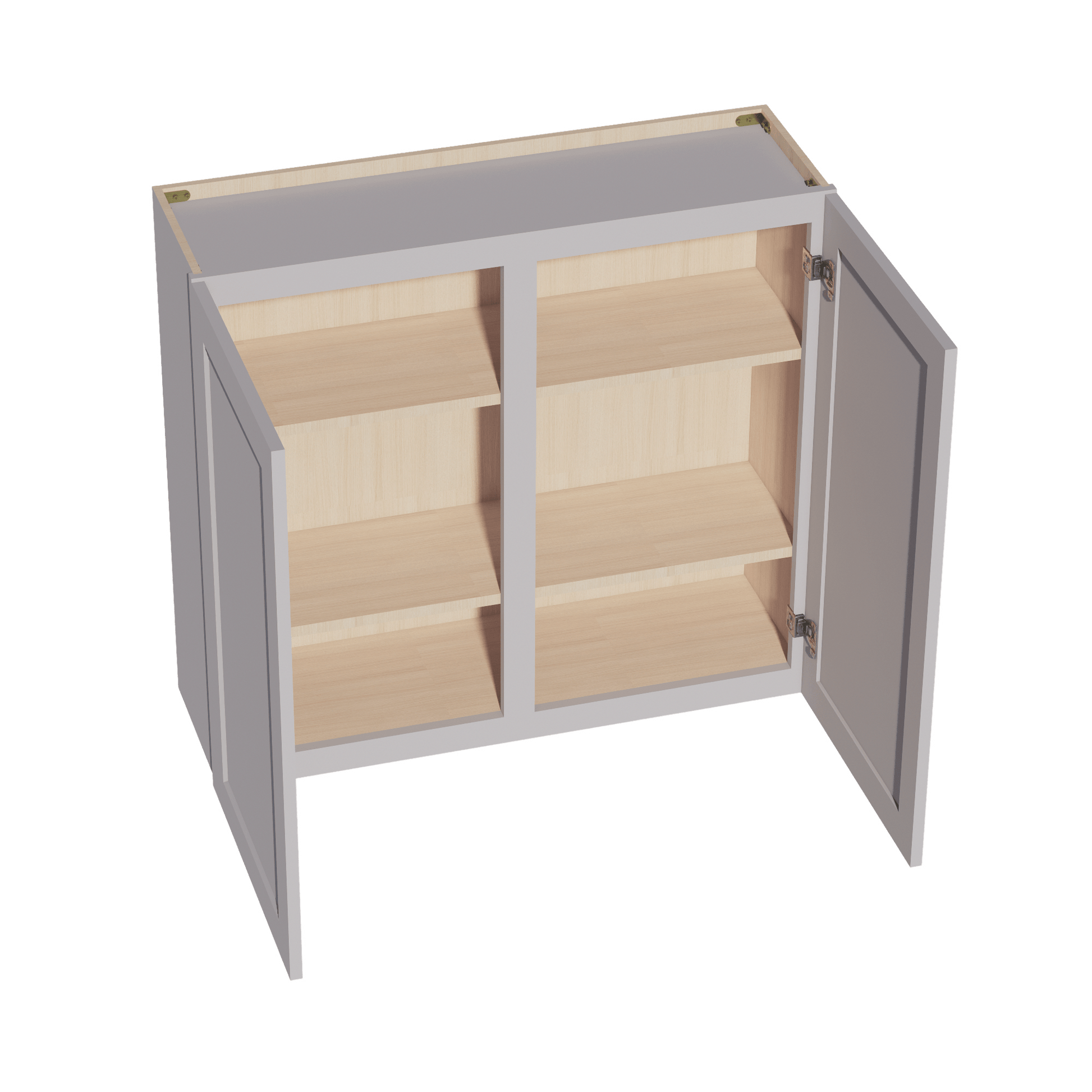HA - W3936: Ash Gray Shaker 39"W x 36"H 2 Doors & 2 Shelves Standard Wall Cabinet - NextCabinets