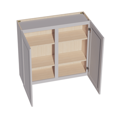 HA - W3936: Ash Gray Shaker 39"W x 36"H 2 Doors & 2 Shelves Standard Wall Cabinet - NextCabinets