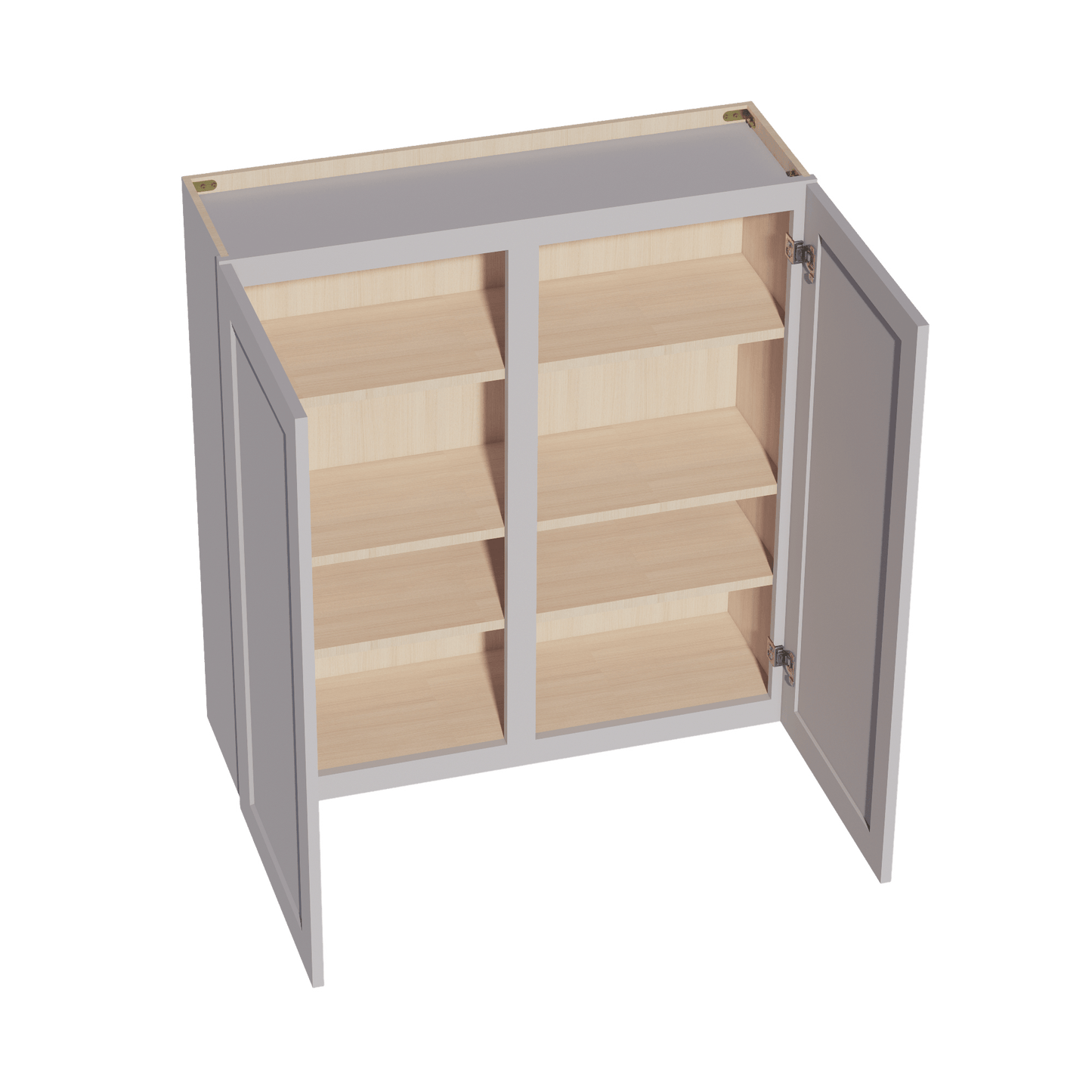 HA - W3942: Ash Gray Shaker 39"W x 42"H 2 Doors & 3 Shelves Standard Wall Cabinet - NextCabinets