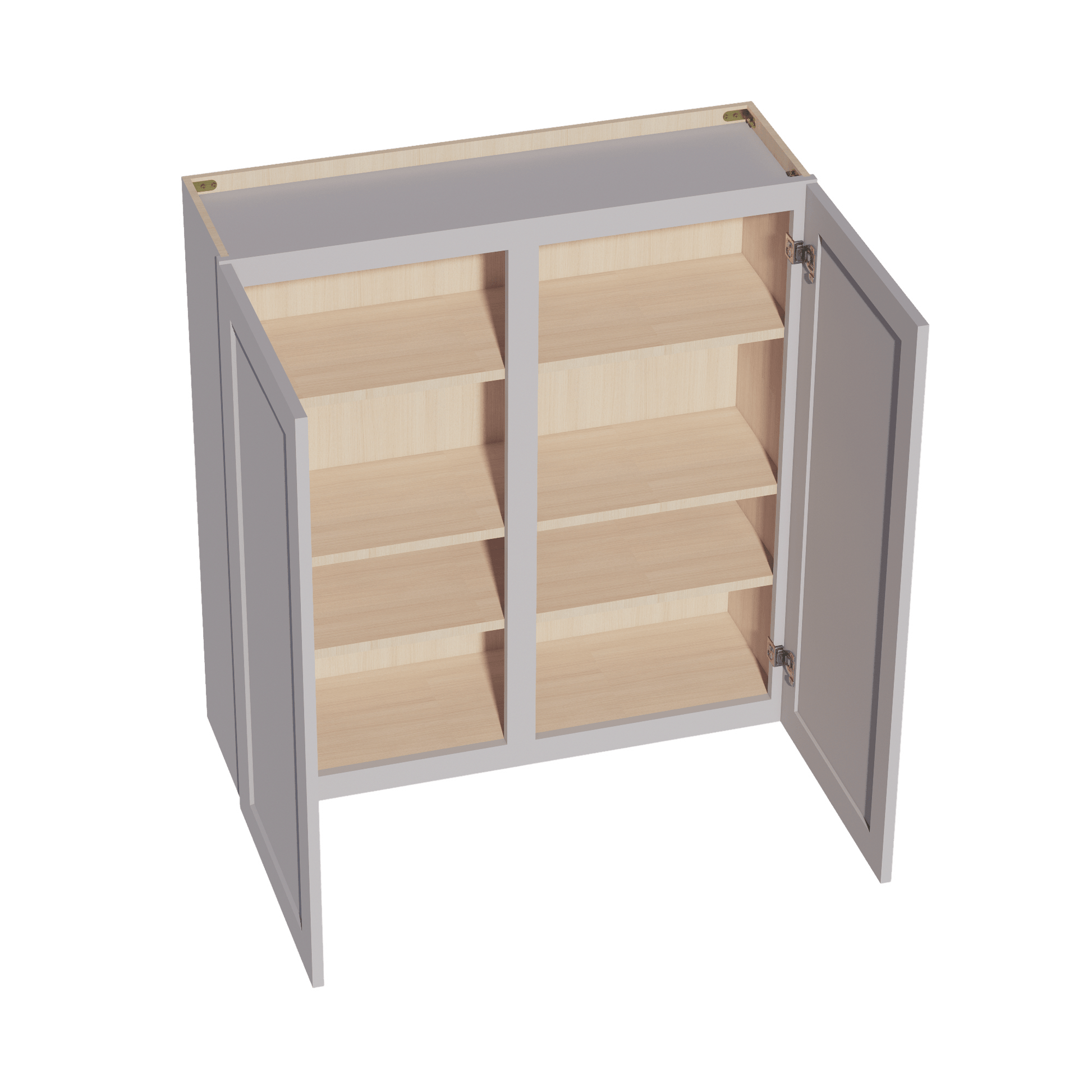 HA - W3942: Ash Gray Shaker 39"W x 42"H 2 Doors & 3 Shelves Standard Wall Cabinet - NextCabinets