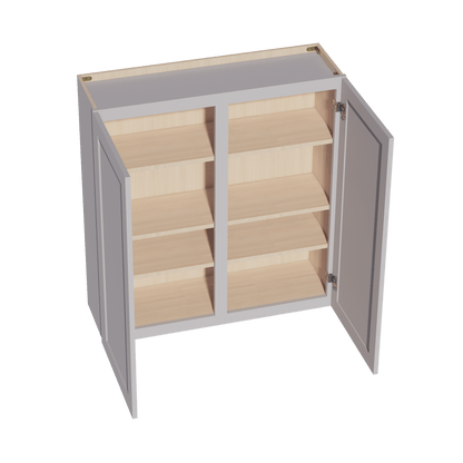 HA - W3942: Ash Gray Shaker 39"W x 42"H 2 Doors & 3 Shelves Standard Wall Cabinet - NextCabinets