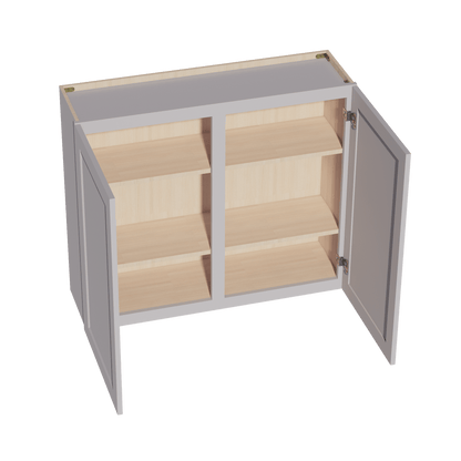 HA - W4236: Ash Gray Shaker 42"W x 36"H 2 Doors & 2 Shelves Standard Wall Cabinet - NextCabinets