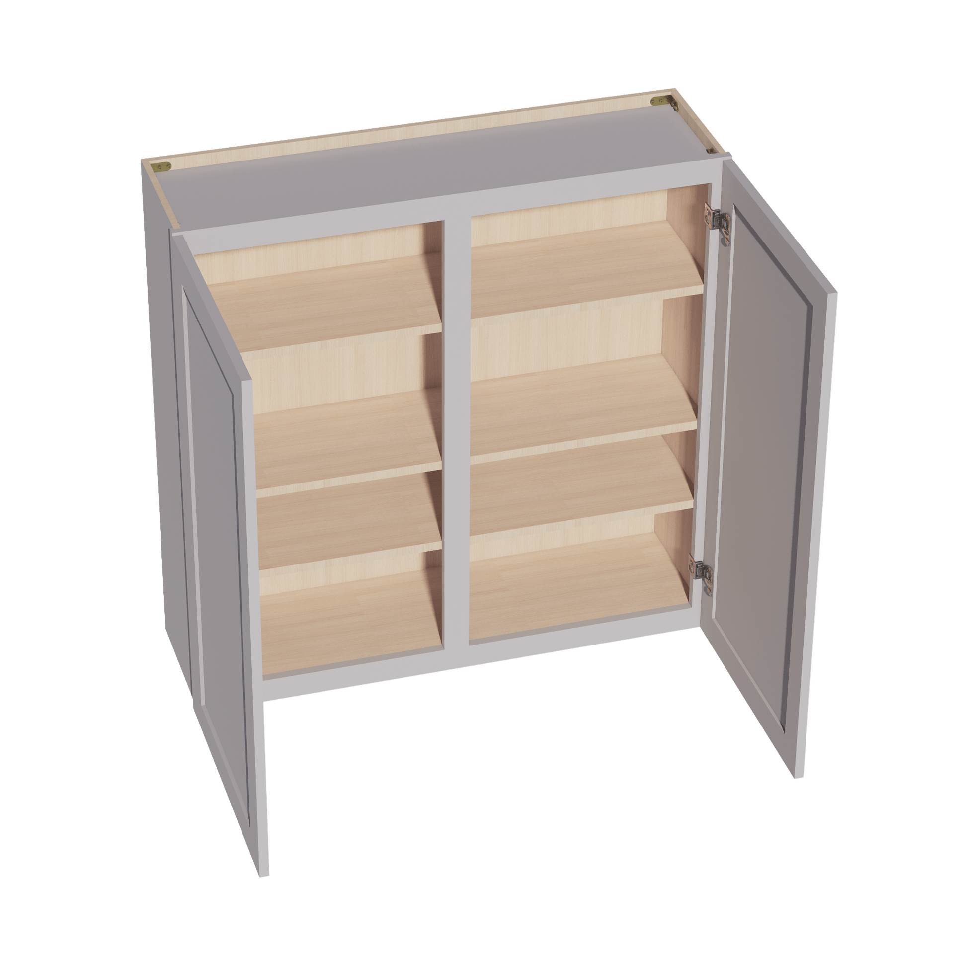 HA - W4242: Ash Gray Shaker 42"W x 42"H 2 Doors & 3 Shelves Standard Wall Cabinet - NextCabinets