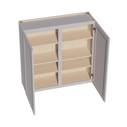 HA - W4242: Ash Gray Shaker 42"W x 42"H 2 Doors & 3 Shelves Standard Wall Cabinet - NextCabinets