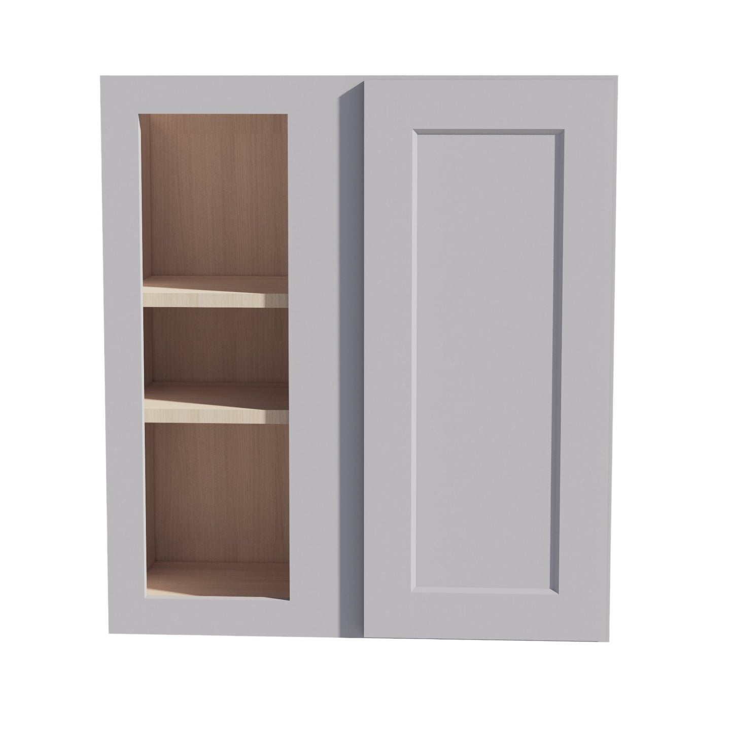 HA - WBC2730: Ash Gray Shaker 27"W x 30"H 1 Door & 2 Shelves Wall Blind Corner Cabinets - NextCabinets