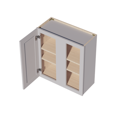 HA - WBC2730: Ash Gray Shaker 27"W x 30"H 1 Door & 2 Shelves Wall Blind Corner Cabinets - NextCabinets