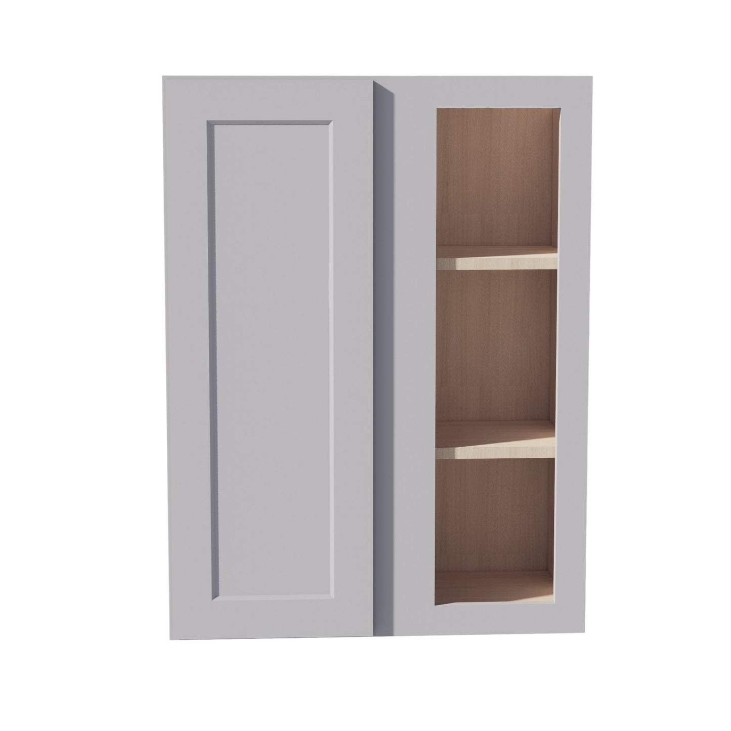 HA - WBC2736: Ash Gray Shaker 27"W x 36"H 1 Door & 2 Shelves Wall Blind Corner Cabinets - NextCabinets