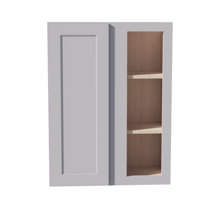 HA - WBC2736: Ash Gray Shaker 27"W x 36"H 1 Door & 2 Shelves Wall Blind Corner Cabinets - NextCabinets