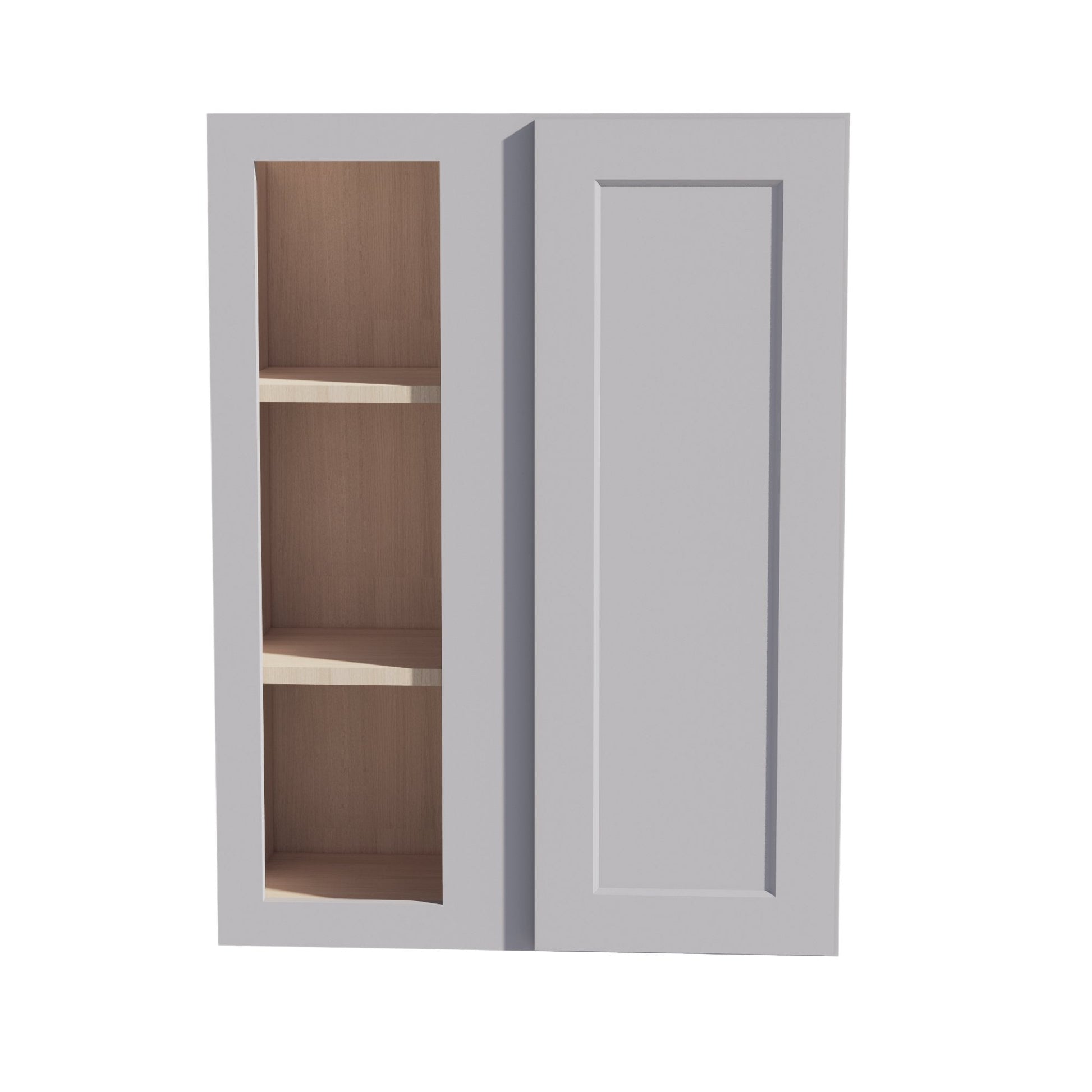 HA - WBC2736: Ash Gray Shaker 27"W x 36"H 1 Door & 2 Shelves Wall Blind Corner Cabinets - NextCabinets