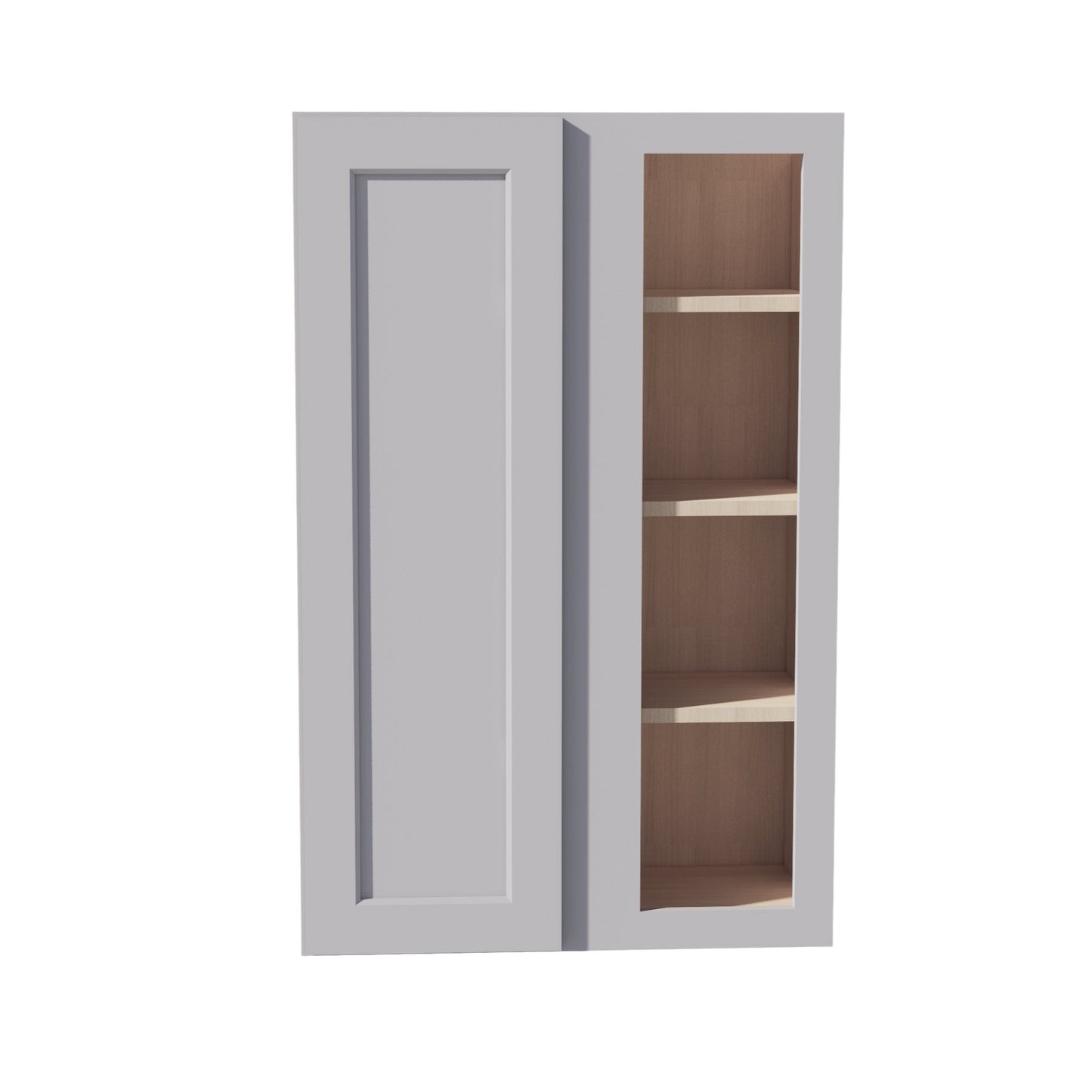 HA - WBC2742: Ash Gray Shaker 27"W x 42"H 1 Door & 2 Shelves Wall Blind Corner Cabinets - NextCabinets