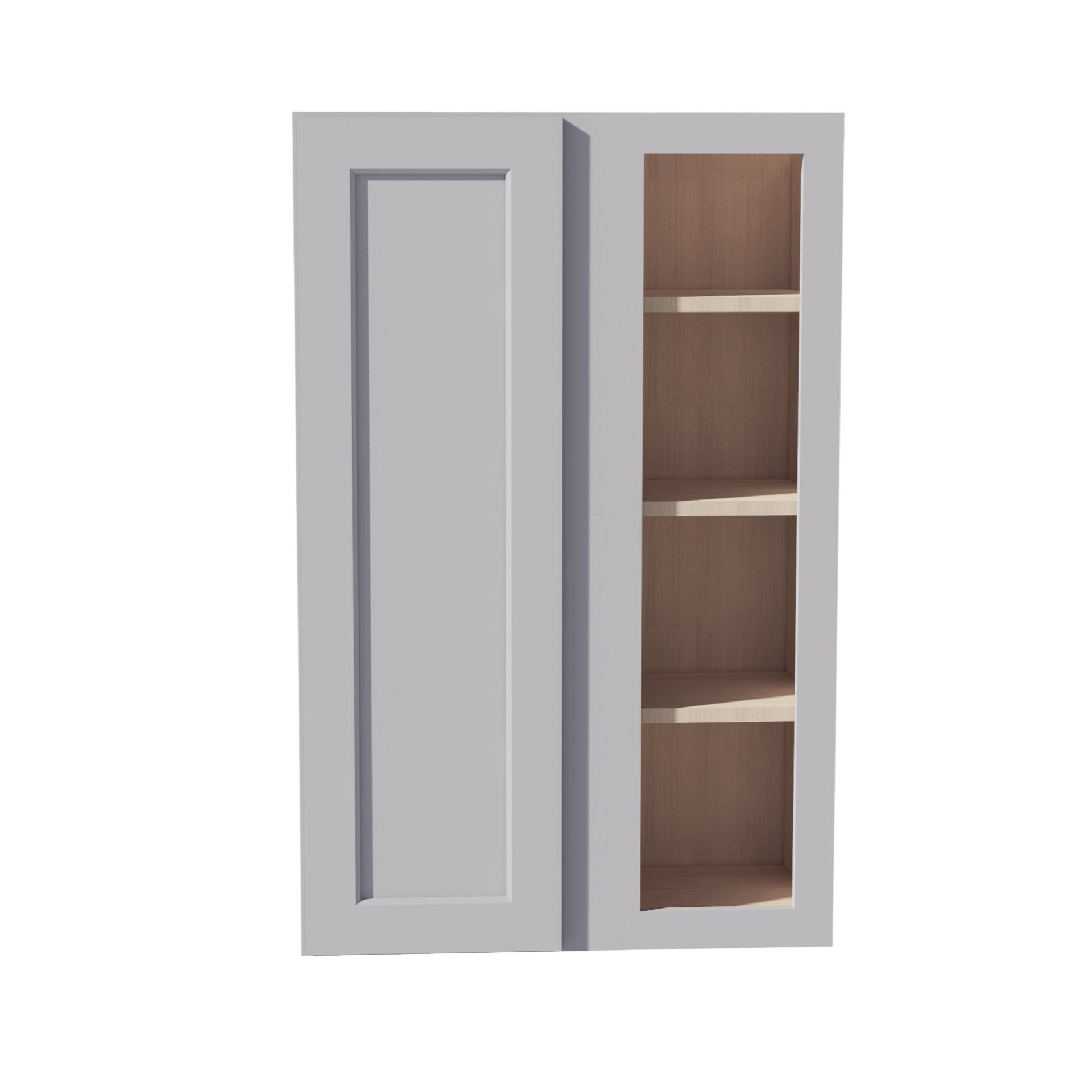 HA - WBC2742: Ash Gray Shaker 27"W x 42"H 1 Door & 2 Shelves Wall Blind Corner Cabinets - NextCabinets