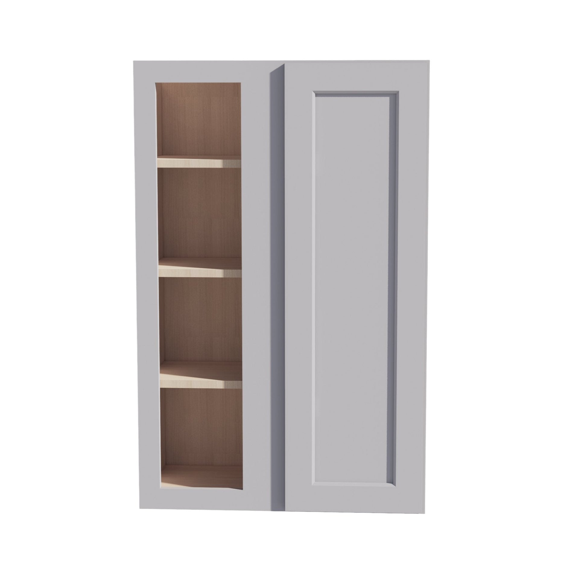 HA - WBC2742: Ash Gray Shaker 27"W x 42"H 1 Door & 2 Shelves Wall Blind Corner Cabinets - NextCabinets