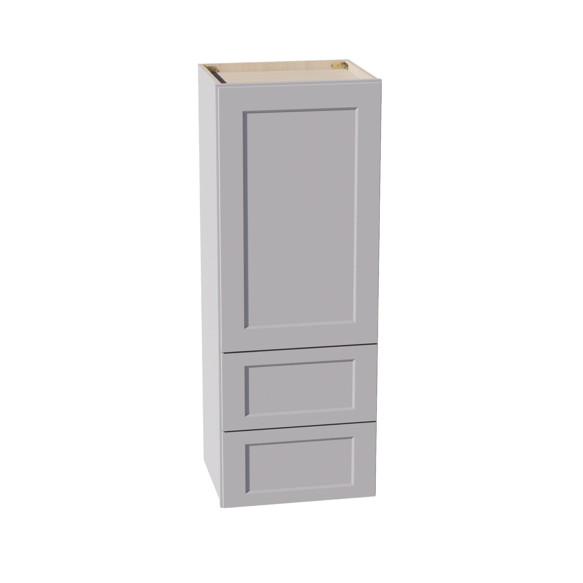 HA - WD1848: Ash Gray Shaker 18"W x 48"H 1 Door & 2 Drawers Special Wall Cabinet - NextCabinets