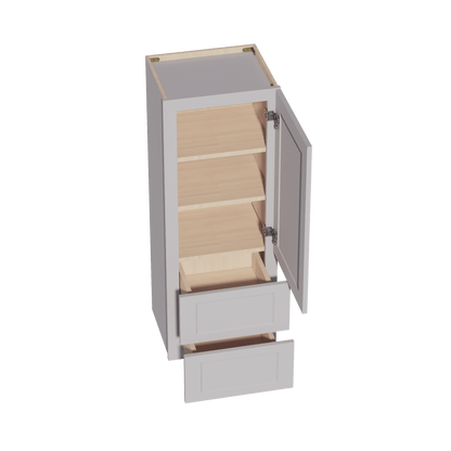 HA - WD1848: Ash Gray Shaker 18"W x 48"H 1 Door & 2 Drawers Special Wall Cabinet - NextCabinets