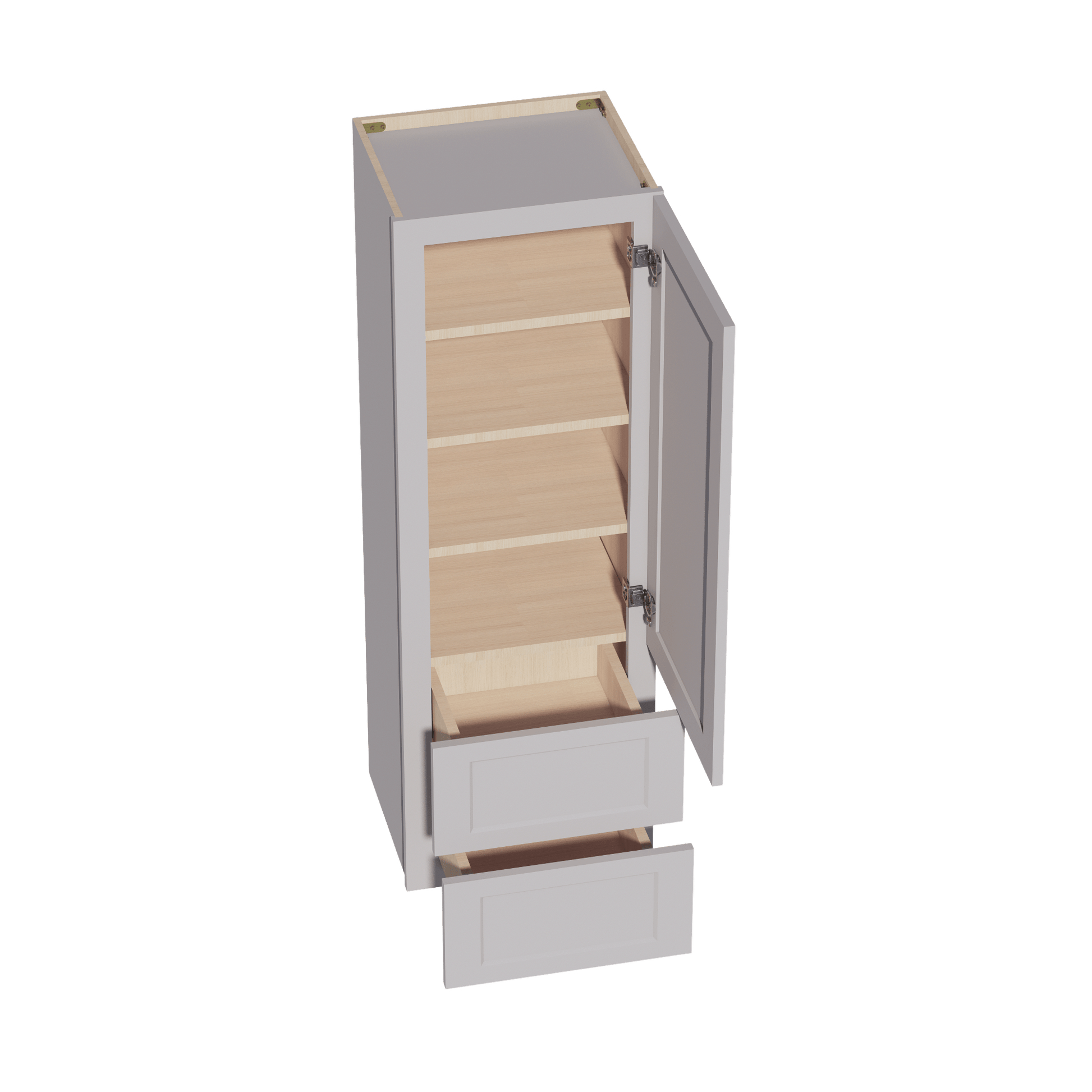 HA - WD1854: Ash Gray Shaker 18"W x 54"H 1 Door & 2 Drawers Special Wall Cabinet - NextCabinets