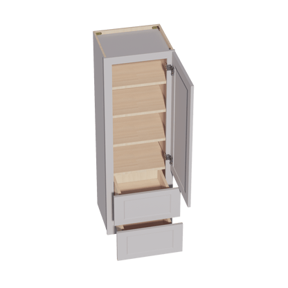 HA - WD1854: Ash Gray Shaker 18"W x 54"H 1 Door & 2 Drawers Special Wall Cabinet - NextCabinets