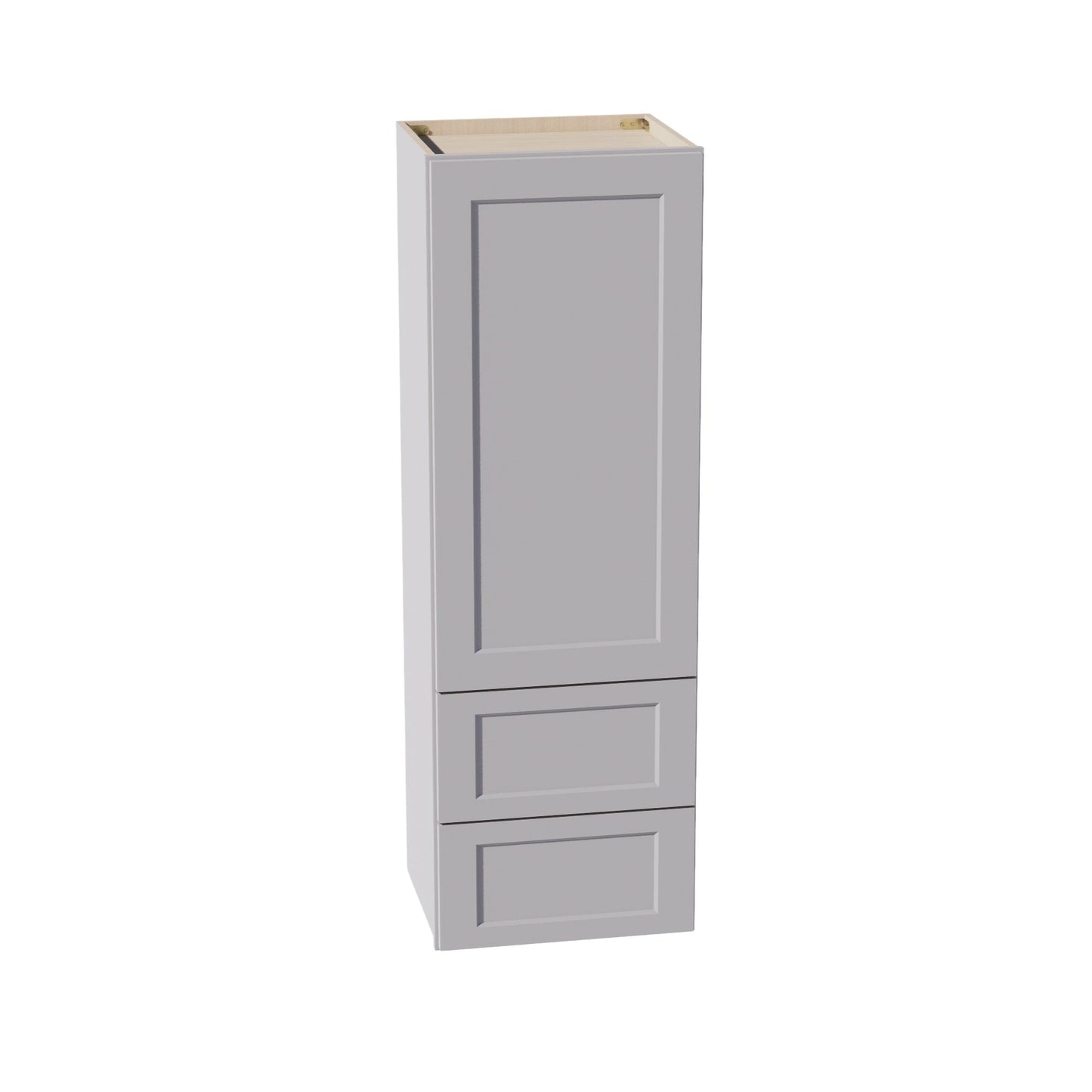 HA - WD1854: Ash Gray Shaker 18"W x 54"H 1 Door & 2 Drawers Special Wall Cabinet - NextCabinets