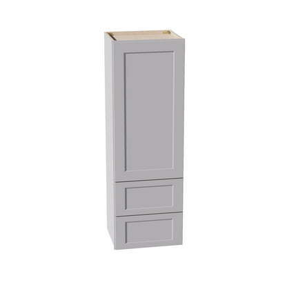 HA - WD1854: Ash Gray Shaker 18"W x 54"H 1 Door & 2 Drawers Special Wall Cabinet - NextCabinets