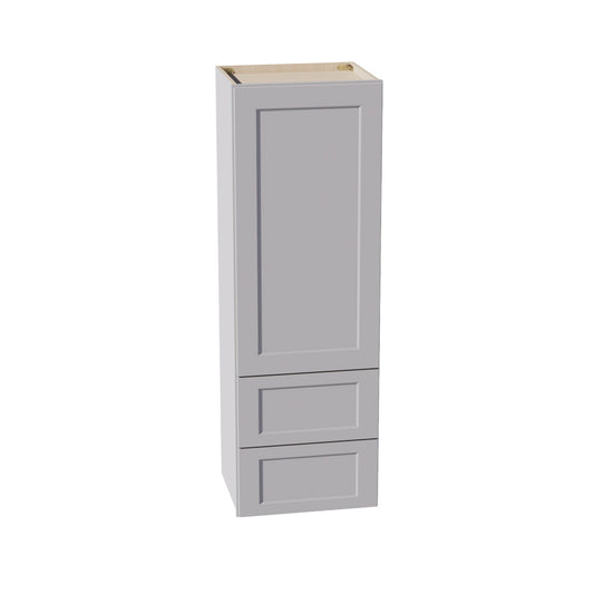 HA - WD1854: Ash Gray Shaker 18"W x 54"H 1 Door & 2 Drawers Special Wall Cabinet - NextCabinets