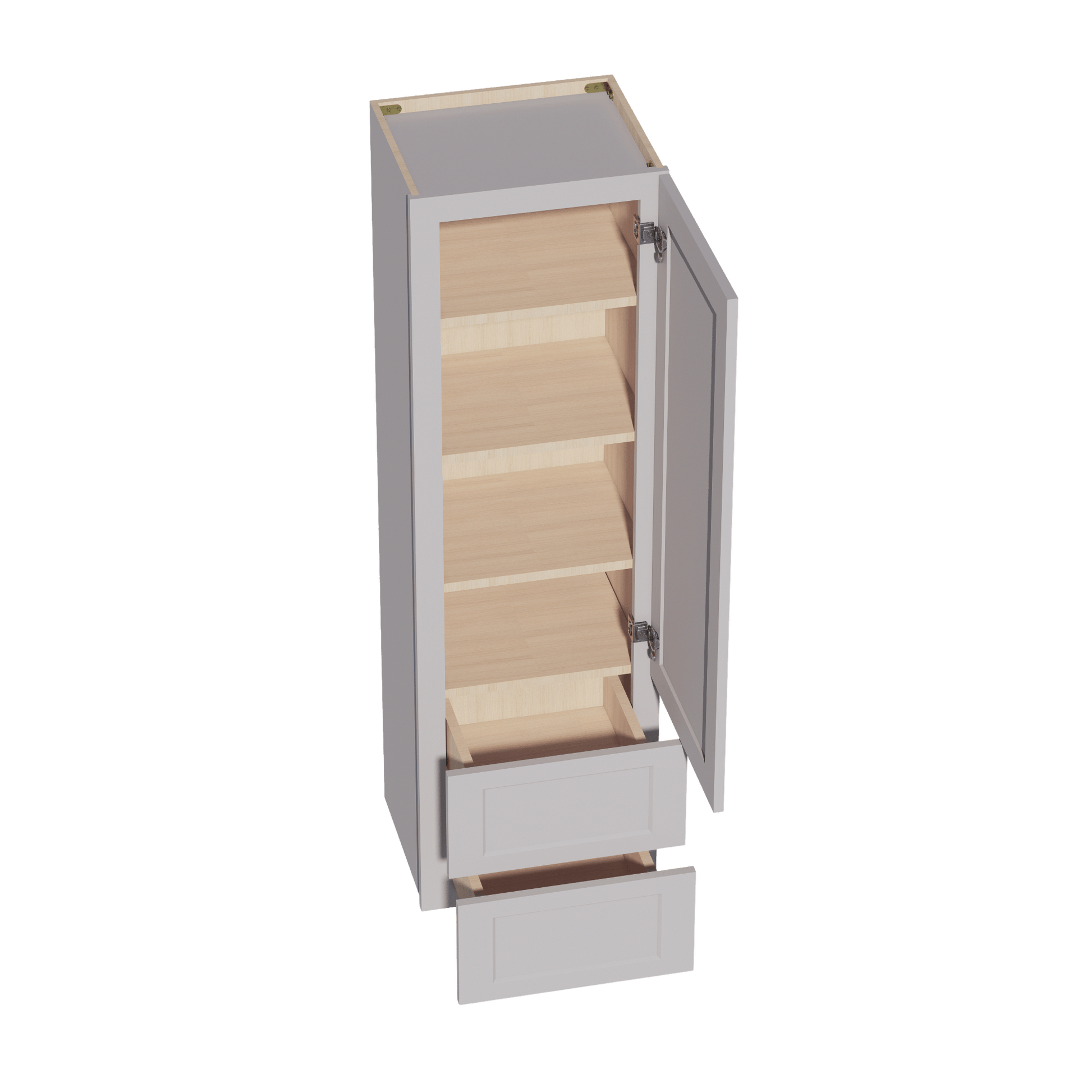 HA - WD1860: Ash Gray Shaker 18"W x 60"H 1 Door & 2 Drawers Special Wall Cabinet - NextCabinets