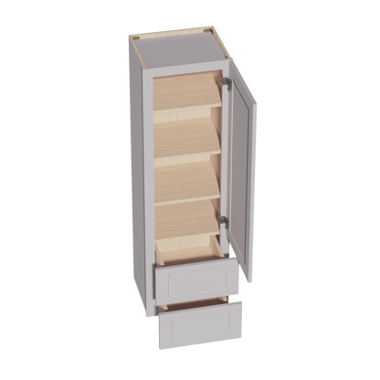 HA - WD1860: Ash Gray Shaker 18"W x 60"H 1 Door & 2 Drawers Special Wall Cabinet - NextCabinets