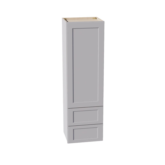 HA - WD1860: Ash Gray Shaker 18"W x 60"H 1 Door & 2 Drawers Special Wall Cabinet - NextCabinets