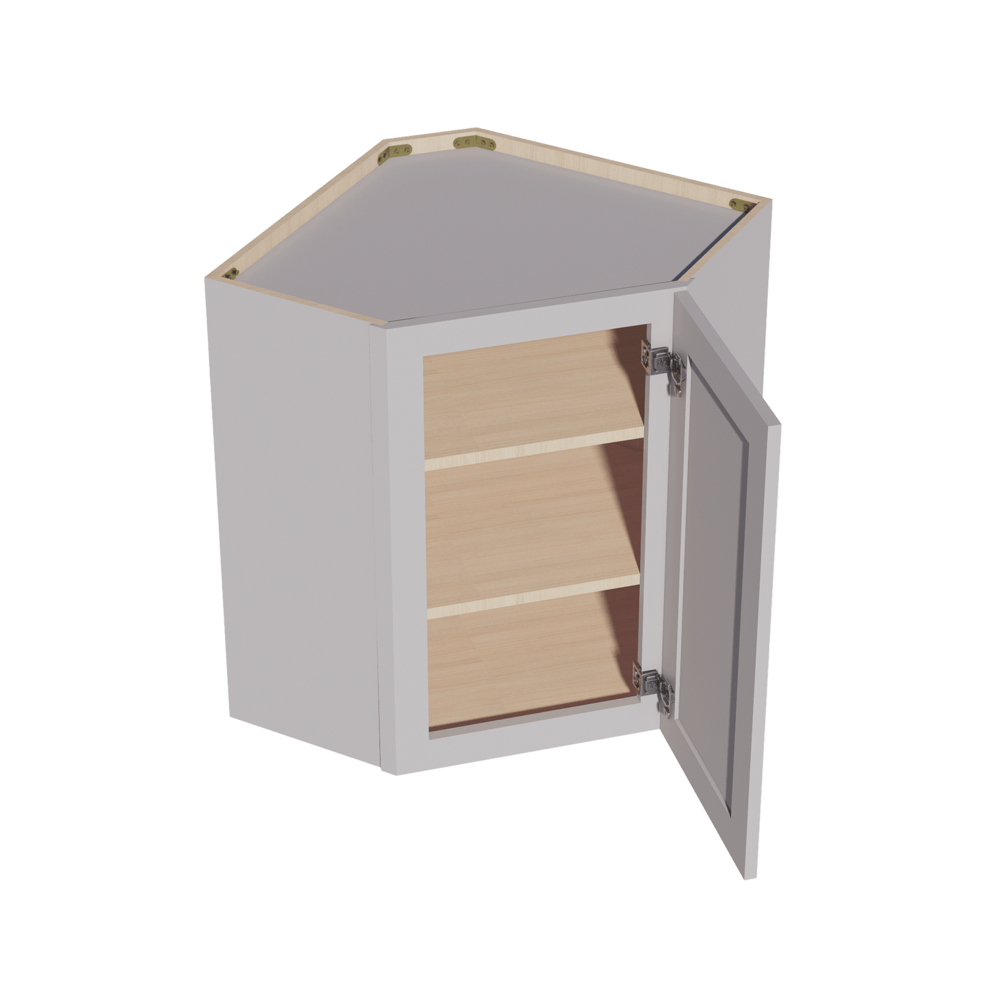 HA - WDC2430: Ash Gray Shaker 24"W x 30"H 1 Door & 2 Shelves Diagonal Wall Corner Cabinet - NextCabinets