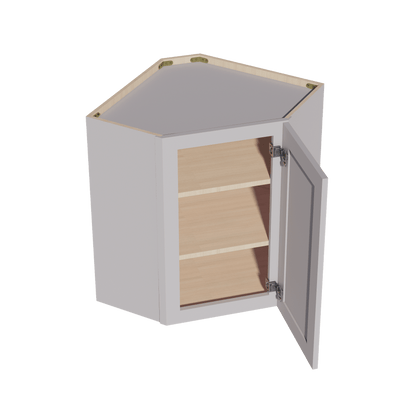 HA - WDC2430: Ash Gray Shaker 24"W x 30"H 1 Door & 2 Shelves Diagonal Wall Corner Cabinet - NextCabinets