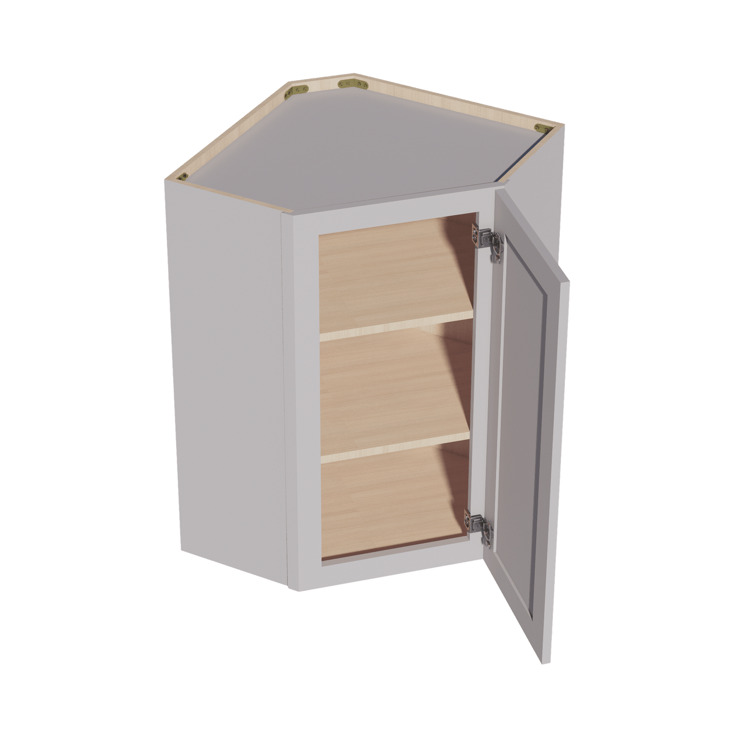 HA - WDC2436: Ash Gray Shaker 24"W x 36"H 1 Door & 2 Shelves Diagonal Wall Corner Cabinet - NextCabinets