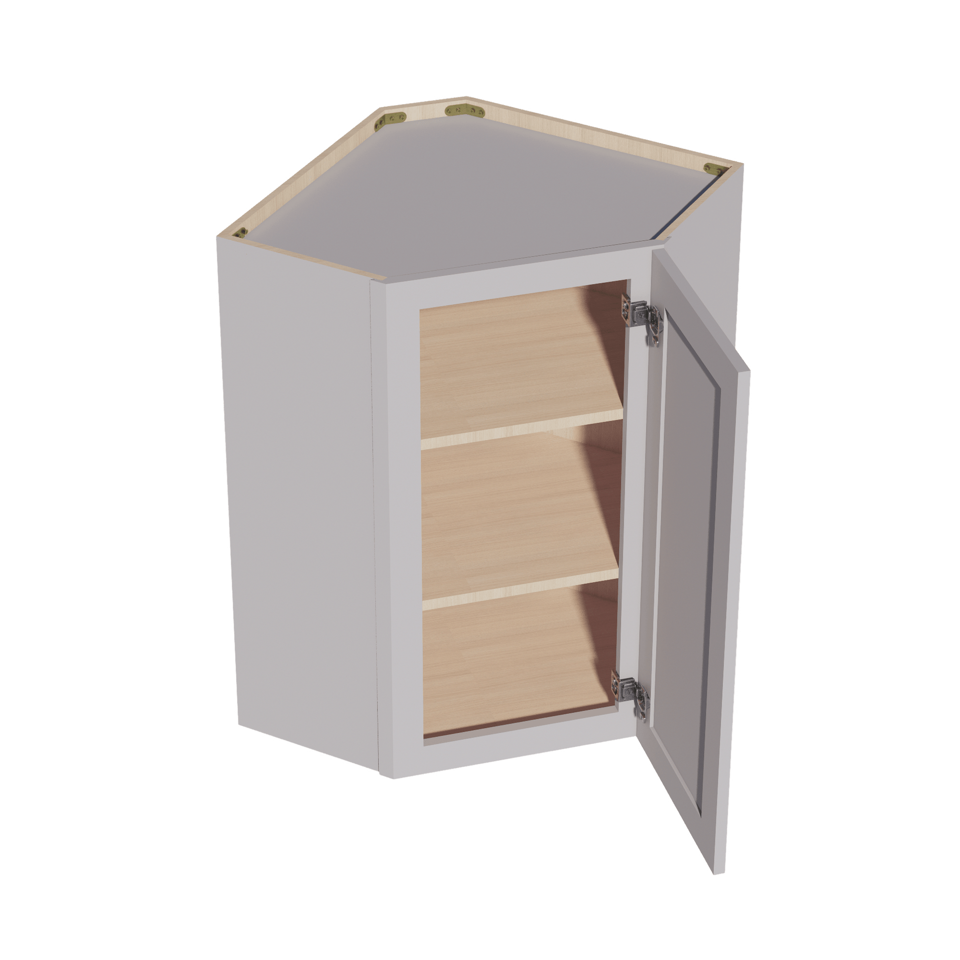 HA - WDC2436: Ash Gray Shaker 24"W x 36"H 1 Door & 2 Shelves Diagonal Wall Corner Cabinet - NextCabinets